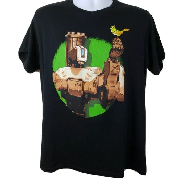 Official Blizzard Overwatch Bastion with bird black t-shirt size medium - Picture 1 of 5